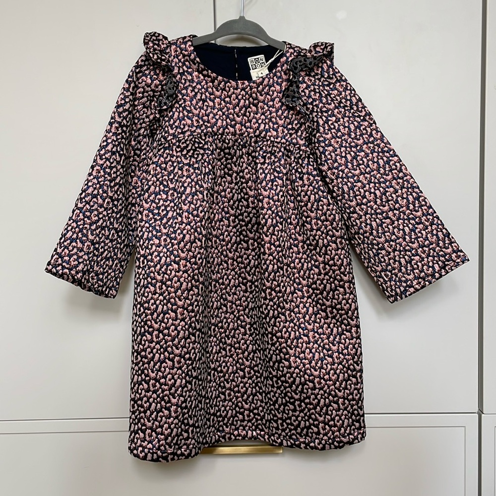 Bon Bon girls brocade rose leopard dress 4